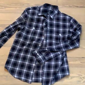 THEORY sharp plaid button down